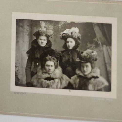 Antiguo abrigo de piel de mujer c1900 9 retratos sombreros parejas Nebraska Illinois - Imagen 2 de 9