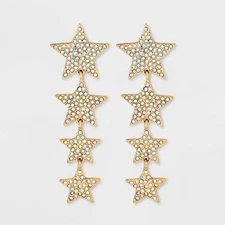 BaubleBar Sugarfix Shooting Star Statement Drop Earrings Gold Tone