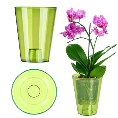 KADAX Blumentopf, Orchideentopf, Topf für Orchidee, rund, 12 cm, Grün