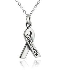 Survivor Ribbon Charm Necklace - 925 Sterling Silver - Cancer Survivors 