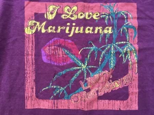 T-Shirt Tshirt Mens Livity Outernational Med I Love Marijuana Maroon Hemp Cotton