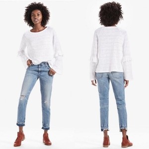 Lucky Brand Ruffle Sleeve Top in White 