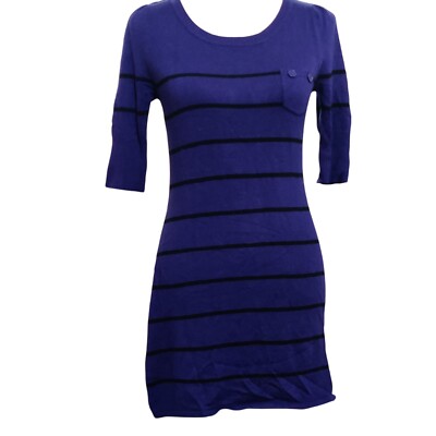 purple and black striped sweater dress ROMWE PUNK Striped Pattern Drop Shoulder Sweater Dress