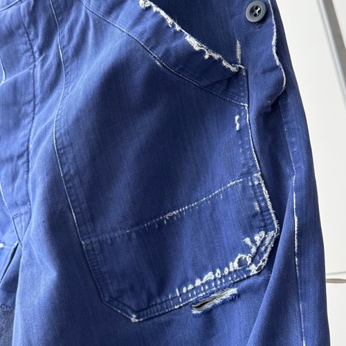 Vintage 80s French Workwear Sanfor Distressed Faded Blue Pants SIZE 50 (≈34) - Imagen 7 de 9