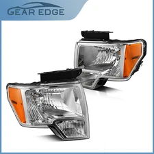 For 2009 2010 2011 2012 2013 2014 Ford F-150 F150 Chrome Housing Headlights Pair
