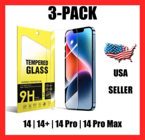 3-Pack Protecteur d'écran en verre trempé Apple iPhone 14 | 14 Plus | 14 Pro | Max