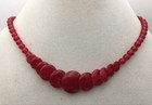 Fashion 6-20mm Dark Red Jade Round & Coin Beads Gemstone Pendants Necklace 17"