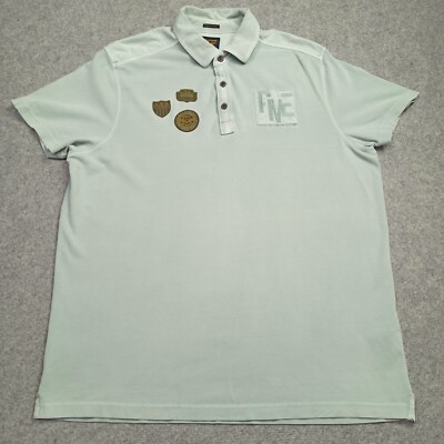 PME-Legend Mens Polo Shirt XXL 2XL Blue Cotton Pique Patches Short Sleeve