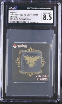 pokemon zapdos striking popping candy :24K GOLD PLATING STICKER: Cgc 8.5