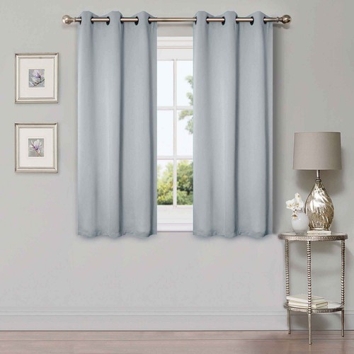 Solid Classic Modern Grommets Room Darkening 42" Wide Blackout Curtain Panel Set - Picture 146 of 206