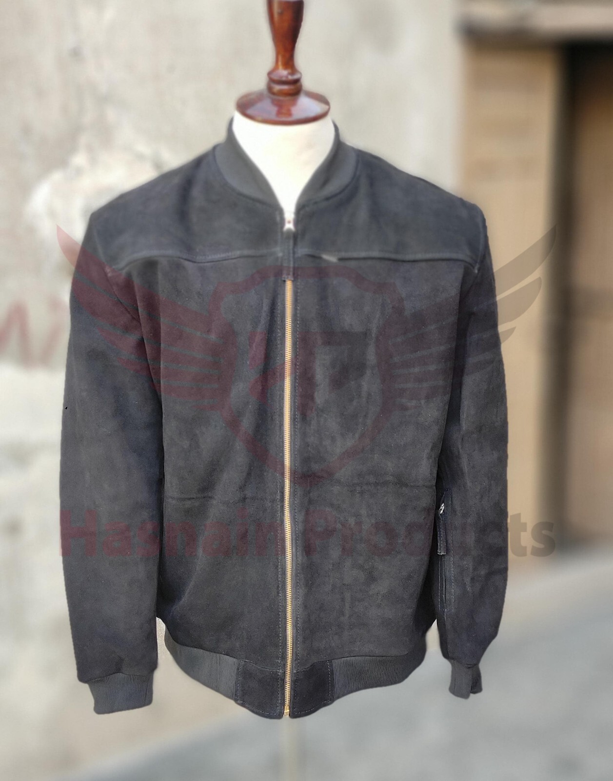 ALTRA Giacca bomber stile casual stile casual in vera pelle scamosciata colore nero per uomo e donna