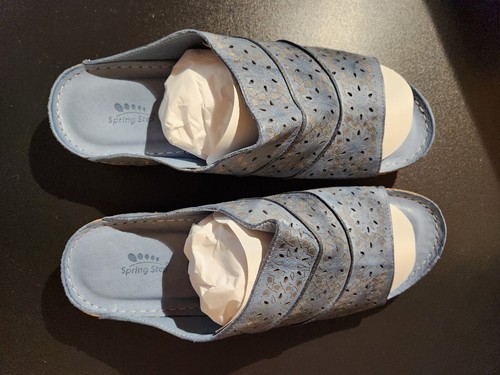 Spring Step Denim Blue Leather Slides Size 41 (US: 9½ - 10) Wide - Picture 2 of 13