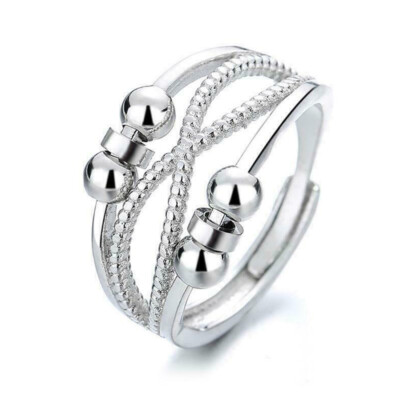 UK verstellbar Angst Ring Silber Linderung Spinner Sorgen Perlen Meditation