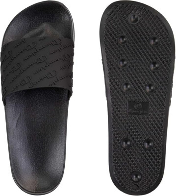 Champion Slides Mens Boys Sliders Black Slippers Size or