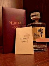 Suntory Whiskey HIBIKI 30 Years Old Empty Bottle w/ BOX Crystal Glass japan