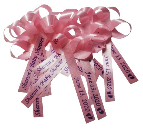 50 Personalized Ribbons Cut Baby Shower Bridal Wedding Baptism Birthday - Picture 108 of 241