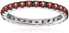 Sterling Silver Red Garnet Eternity Band Ring For Women's Gift For Her.