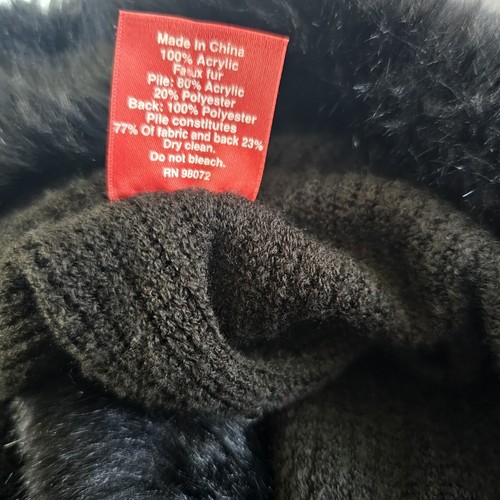 Saks Fifth Avenue Faux Fur Cape Poncho Wrap Black One Size - Picture 6 of 7