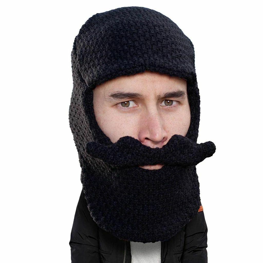 Women's Knit Striped Beanie With Removable Beard & Mustache Face Mask - Winter Warmer Hat For Skiing & Outdoor Sports - View #9