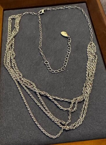 Ann Taylor Factory Necklace Gold Tone Multi Strand Chain Signed Costume Jeweller - Picture 2 of 4