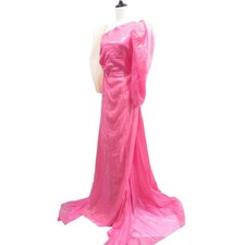 GUCCI 17SS Silk Puff Sleeve Tulle Asymmetric Hem Dress Long Dress 40 Pink Women