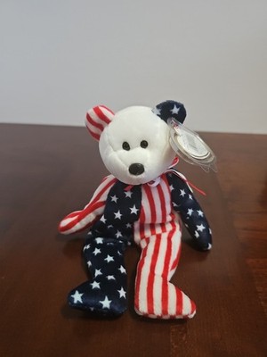 Ty Beanie Baby Spangle The Bear with White Head Retired Rare