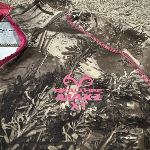 Realtree Scent Factor Max-1 XT Camo Pullover 1/4 Zip Jacket Wmns XL 46-48 Pink - Picture 3 of 5