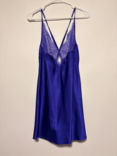 Victoria's Secret Chemise Womens Large Purple Lace Satin Slip Nightgown Lingerie