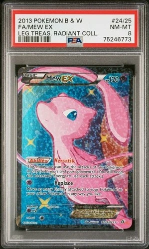 2013 POKEMON LEGENDARY TREASURES RADIANT COLLECTION #RC24 Full Art MEW EX PSA 8