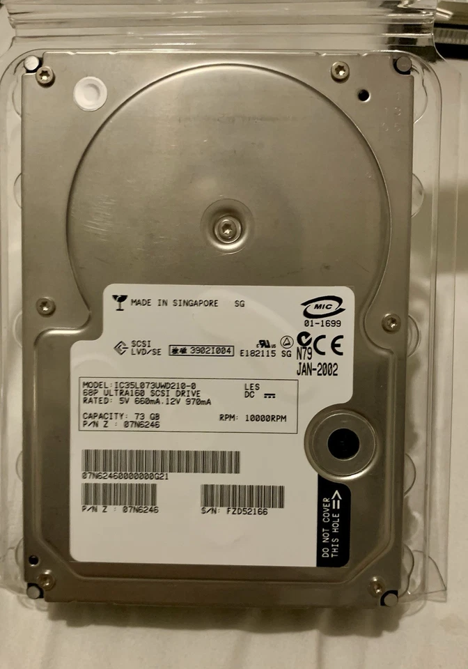 IBM 07N6246  IC35L073UWD210-0 73 GB 10,000 RPM U160 SCSI 68 Pin HDD - Image 4 of 4