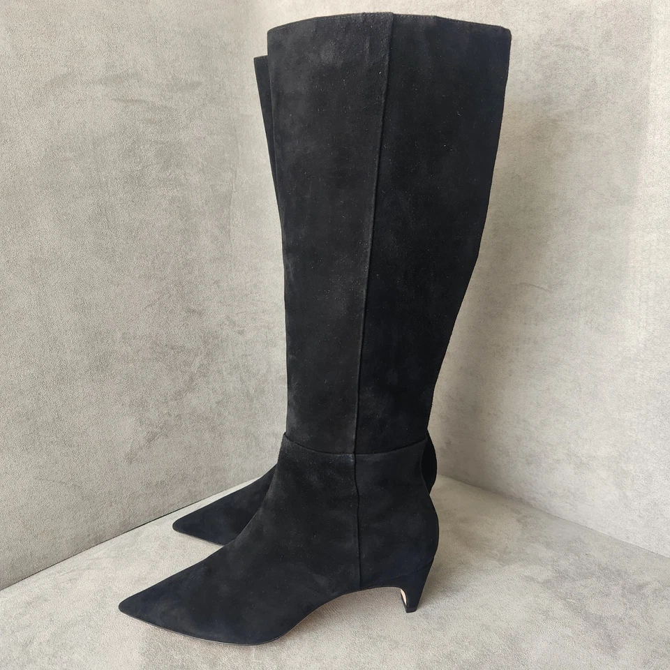 Antonio Melani knee high boots 9.5 black suede kitten heels pointed toe new $180 - Image 3 of 4