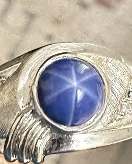 Vintage Men’s Crosby Blue Star Sapphire Ring 14 K White Gold 13 Size 6 gram