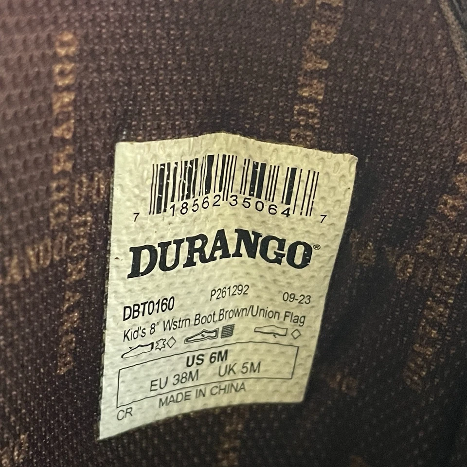 Botas de Vaquero Durango Lil Rebel Juveniles 6M Marrón Western Puntera Cuadrada Bandera Americana Foto 2 de 4