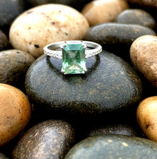 925 Sterling Moss Agate Square Shape Stone Handmade Silver Ring /Wedding Jewelr