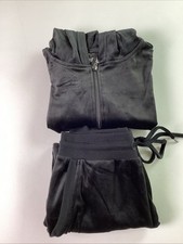 Felina Ladies' 2-Piece Soft Luxe Velour Zip Hoodie  Jogger Set, Black, Size: S