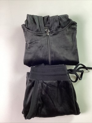 Felina Ladies' 2-Piece Soft Luxe Velour Zip Hoodie & Jogger Set, Black, Size: S