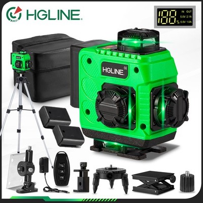 Laser Level Wasserwaage 16 Line 4D 360° Kreuzlinienlaser Kit 2 Akkus/1.5m Stativ