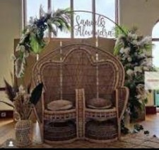 Hand Made Rattan Double Peacock chair, Weave Wicker loveseat, Wedding Chair.