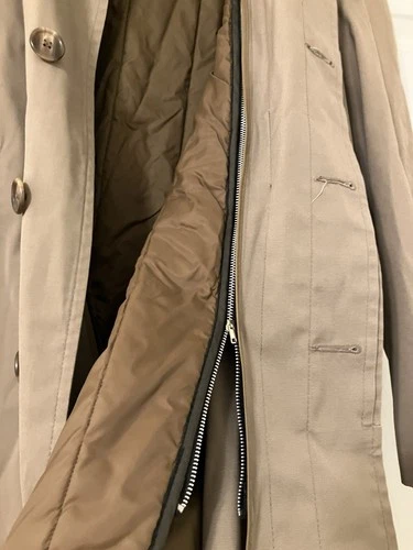 Vintage London Fog Maincoat Trench Coat Beige Men’s 40R Zip Lining image 6