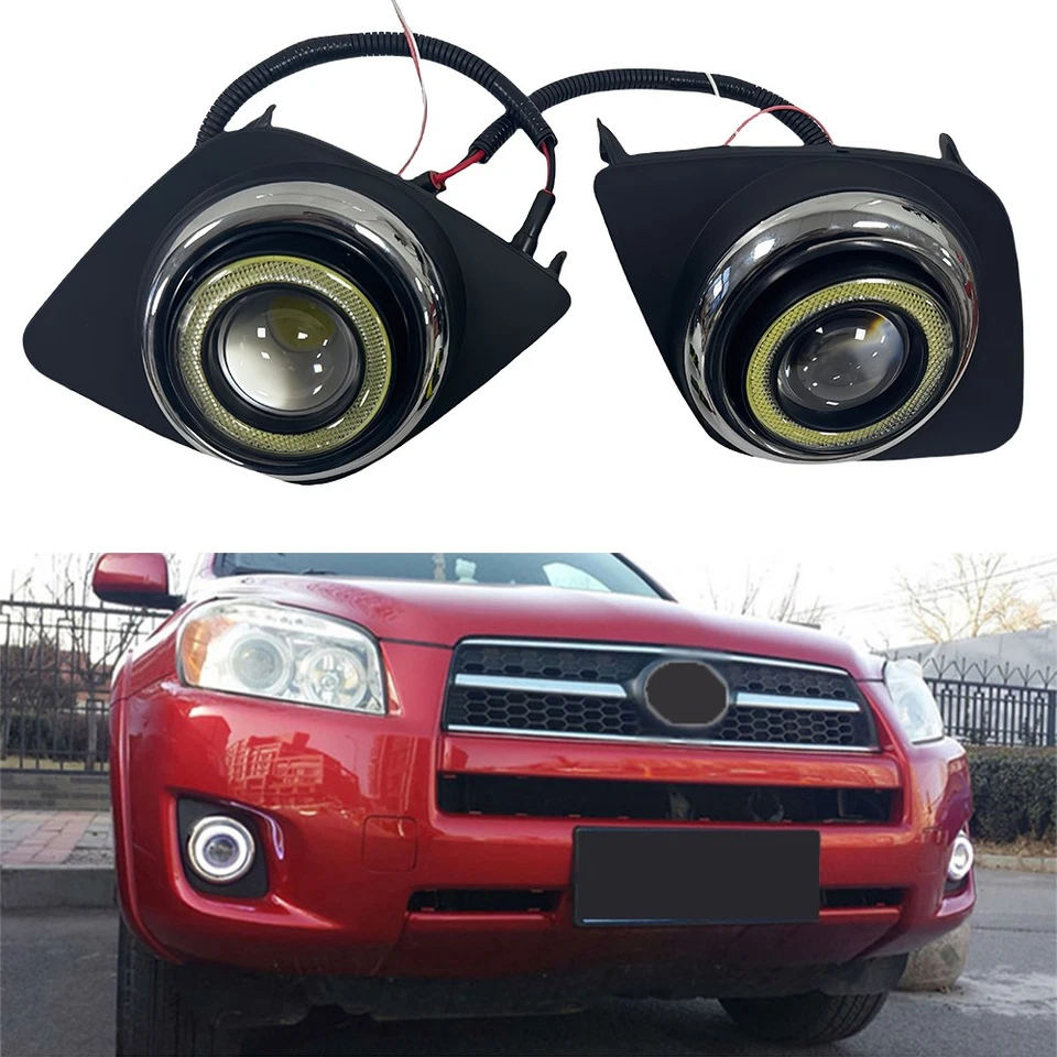 LED Projector Angel Eye Halo Ring Bumper Lamps Fog Lights For 09-12 Toyota RAV4 - Image 2 of 4