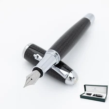 Super Mega Carbon Fiber/chrome trim Fountain Pen - F