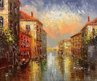 Oil Painting 20x24” Colorful floral Venice, Italy, gondolas in water — photo 1