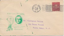 #654 Edisons Electric Lights JFJ Add on cachet First Day cover Menlo Park NJ