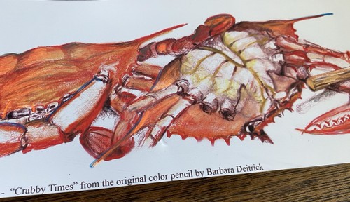 "Crabby Times" von Barbara Dietrich Druck 20" x 4" Krabbe hält alte Bucht - Bild 5 von 5