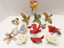 Vintage Bird Christmas Ornaments Assorted Lot Resin D4666