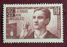 France 1938 N°418, LA RADIO AUX AVEUGLES, NEUF * charnière très légère