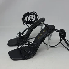 Chase + Chloe Black Stiletto Heels Elegant Strappy Design Size 5.5