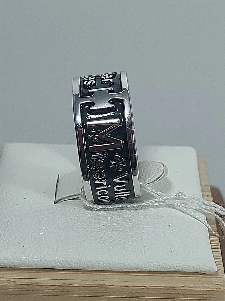 Anello Argento 925 Fascia  Giubileo  Misericordia Padre Nostro  Diamante ct 0.01 - Immagine 3 di 4