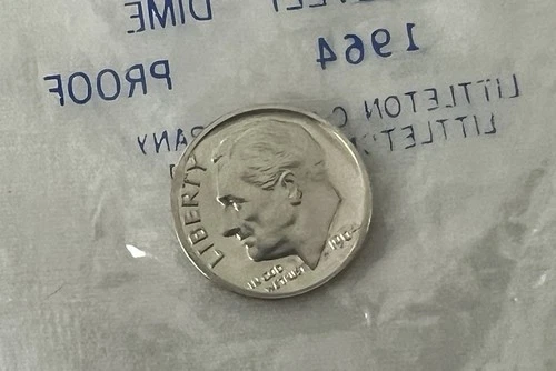 1964-P Roosevelt Dime PROOF - 90% Silver - In Littleton Coin Pkg