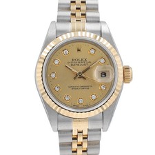Rolex Datejust 69173 26mm Champagne Diamond 18KY Gold Steel Auto Watch Box Paper